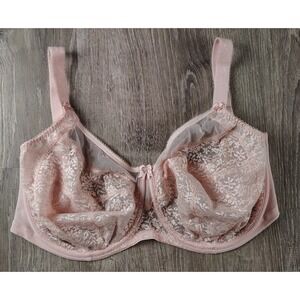 Goddess 34M Banded Lace Adjustable Underwire Floral Bra 6660 Blush NWOT